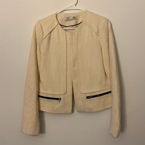 Tweed cropped cream blazer